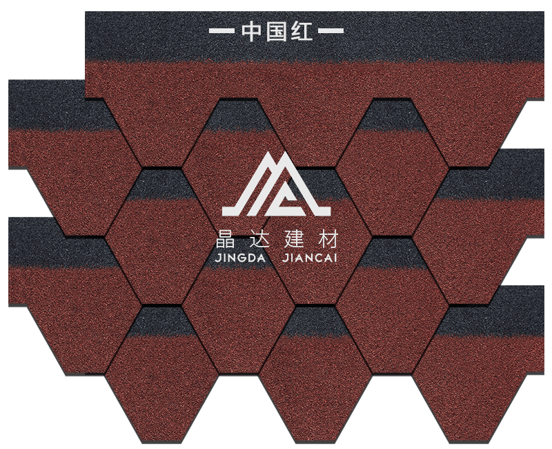 馬賽克中國(guó)紅瀝青瓦組合效果